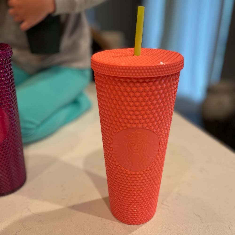 Coral pink Starbucks tumbler
